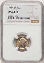 1924-D 10C FB Mercury Dime NGC MS64