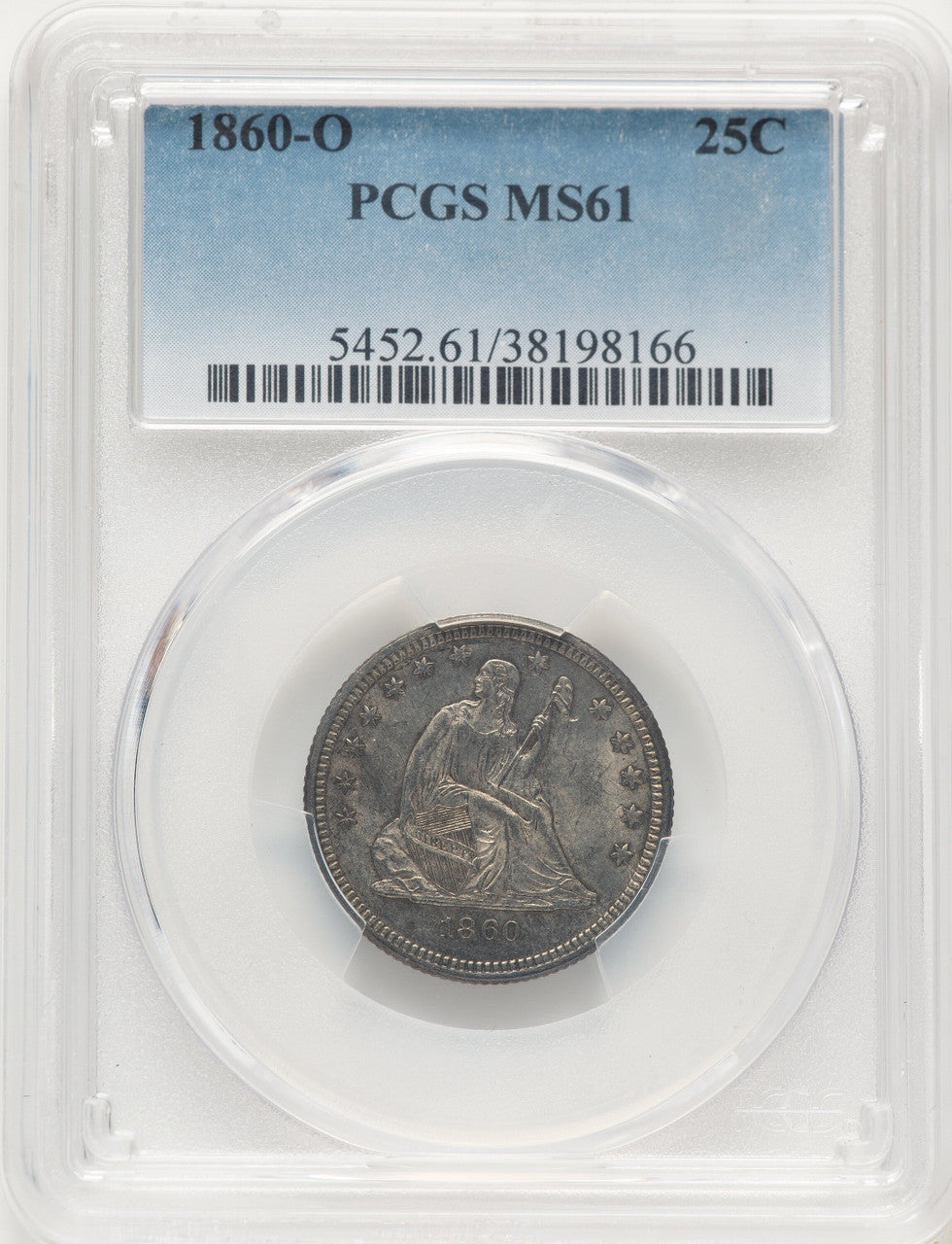 1860-O 25C Seated Quarter PCGS MS61