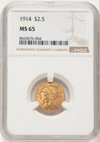 1914 $2.50 Indian Quarter Eagle NGC MS65 (782962030)