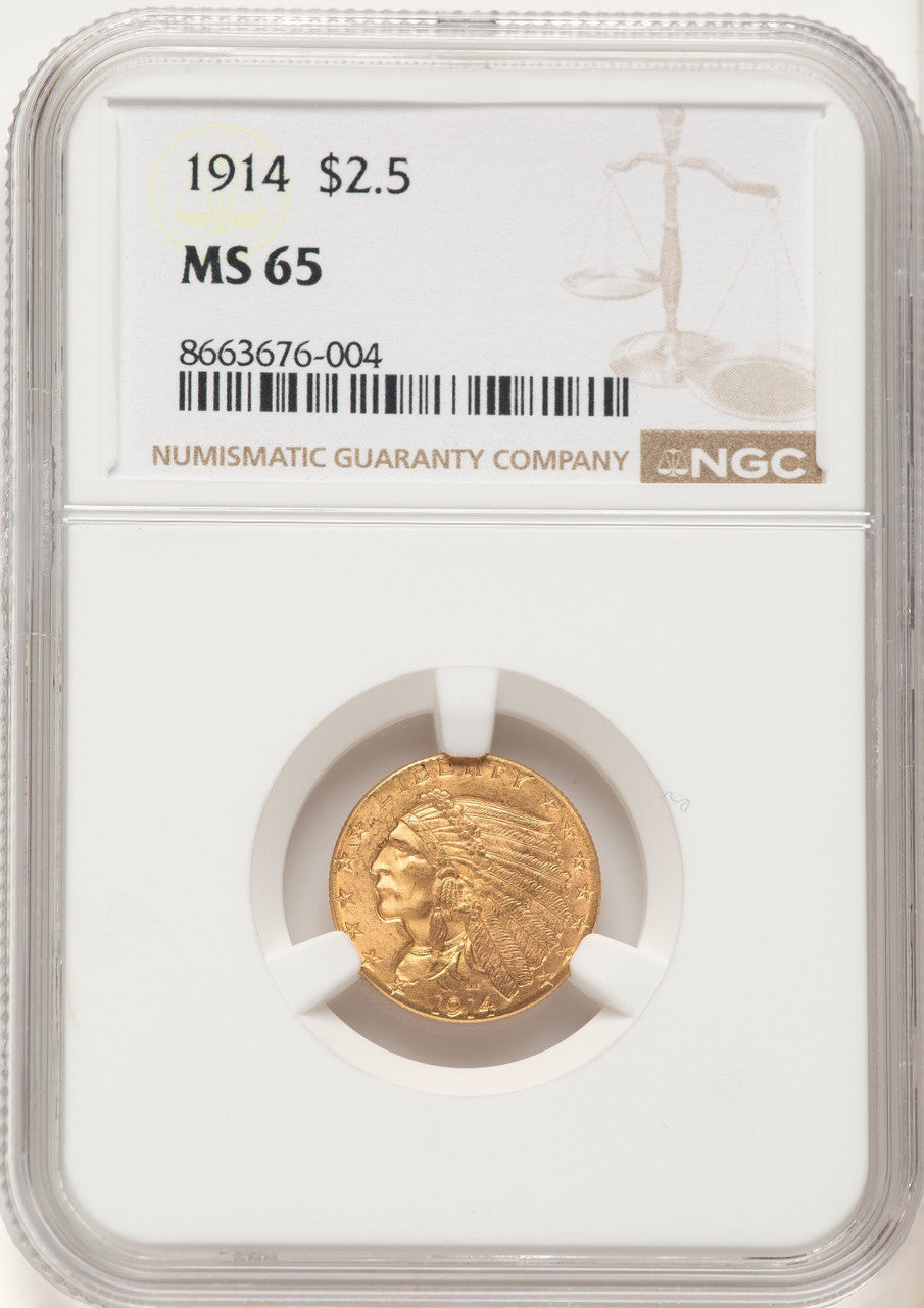 1914 $2.50 Indian Quarter Eagle NGC MS65 (782962030)