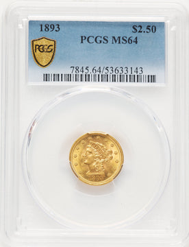 1893 $2.50 Liberty Quarter Eagle PCGS MS64