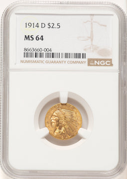 1914-D $2.50 Indian Quarter Eagle NGC MS64 (782964012)