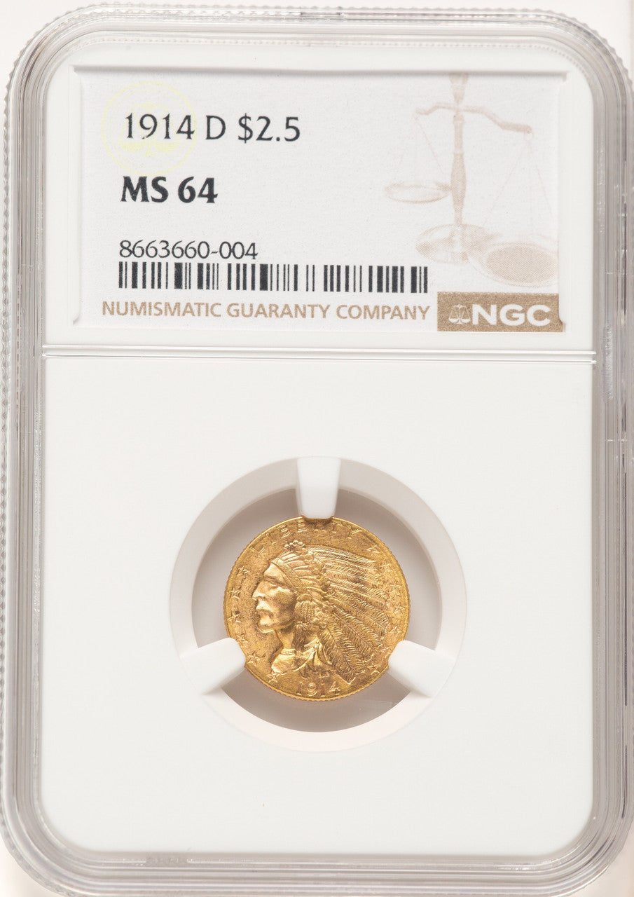 1914-D $2.50 Indian Quarter Eagle NGC MS64 (782964012)