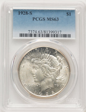 1928-S Peace Dollar PCGS MS63 (782968003)