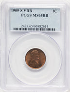 1909-S 1C VDB RB Lincoln Cent PCGS MS65