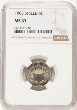 1883 5C Shield Shield Nickel NGC MS67