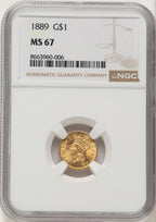 1889 G$1 Gold Dollar NGC MS67