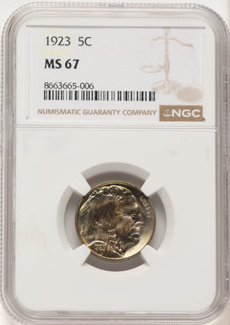 1923 5C Buffalo Nickel NGC MS67