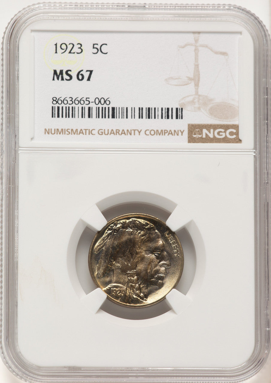 1923 5C Buffalo Nickel NGC MS67