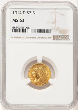 1914-D $2.50 Indian Quarter Eagle NGC MS63 (782991001)