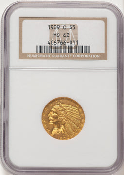 1909-O $5 Indian Half Eagle NGC MS62 (782991014)