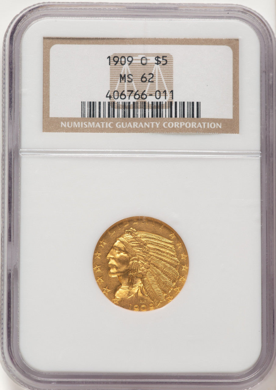 1909-O $5 Indian Half Eagle NGC MS62 (782991014)
