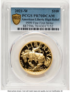 2021-W G$100 American Liberty High Relief FS Blue Gradient PCGS PR70