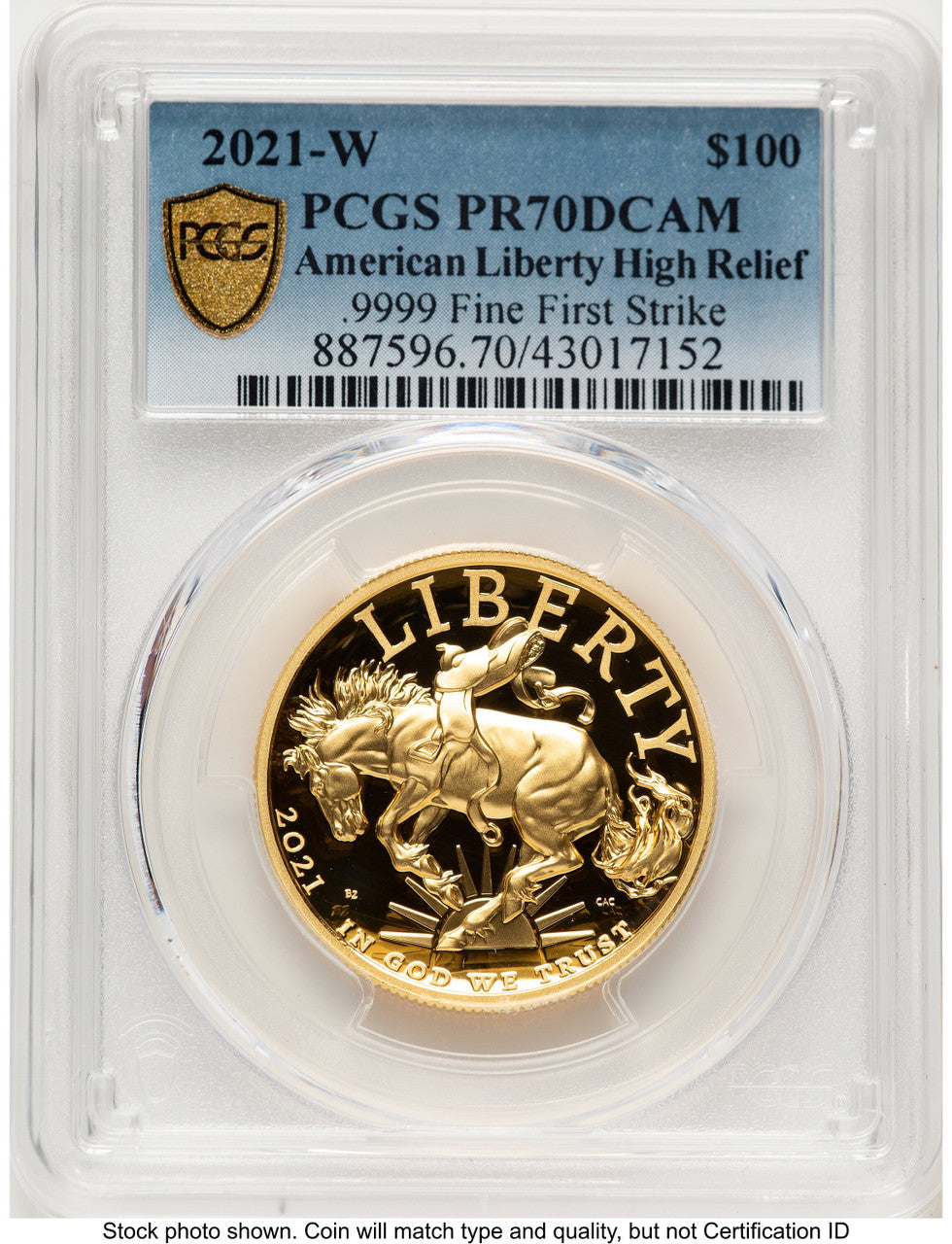 2021-W G$100 American Liberty High Relief FS Blue Gradient PCGS PR70
