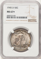 1945-D 50C Walking Liberty Half Dollar NGC MS67+ (783003007)
