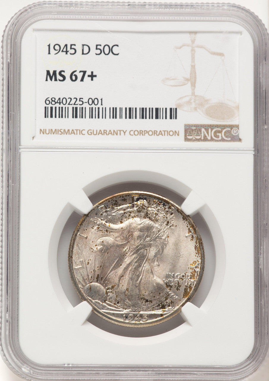 1945-D 50C Walking Liberty Half Dollar NGC MS67+ (783003007)