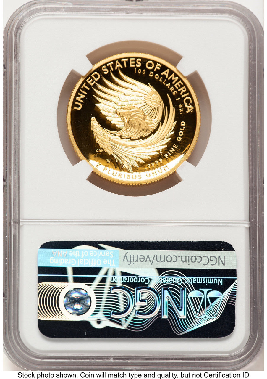 2025-W G$100 American Liberty High Relief Bunting Flag NGC PF70