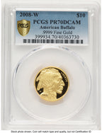 2008-W Proof Gold Buffalo 1/4 oz Blue Gradient PCGS PR70