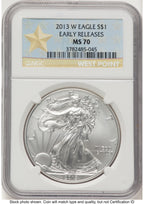 2013-W Burnished Silver Eagle 1 oz ER West Point Star Label NGC MS70