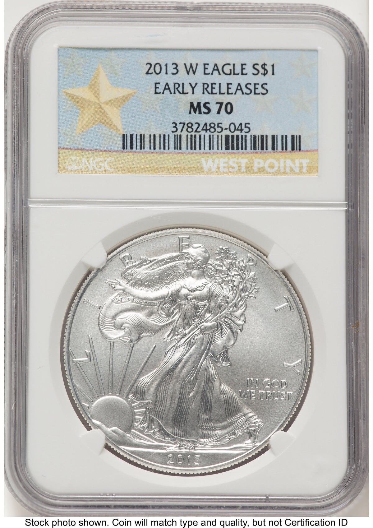 2013-W Burnished Silver Eagle 1 oz ER West Point Star Label NGC MS70