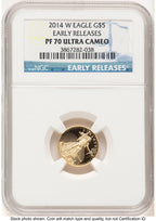 2014-W Proof Gold Eagle 1/10 oz ER Blue NGC PF70 (783013037)