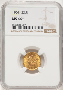 1902 $2.50 Liberty Quarter Eagle NGC MS66+