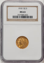1910 $2.50 Indian Quarter Eagle NGC MS63 (783053006)