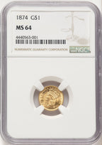 1874 G$1 Gold Dollar NGC MS64 (783054009)