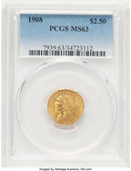 1908 $2.50 Indian Quarter Eagle PCGS MS63