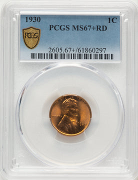 1930 1C RD Lincoln Cent PCGS MS67+