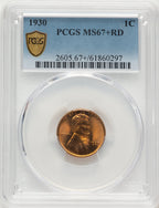 1930 1C RD Lincoln Cent PCGS MS67+