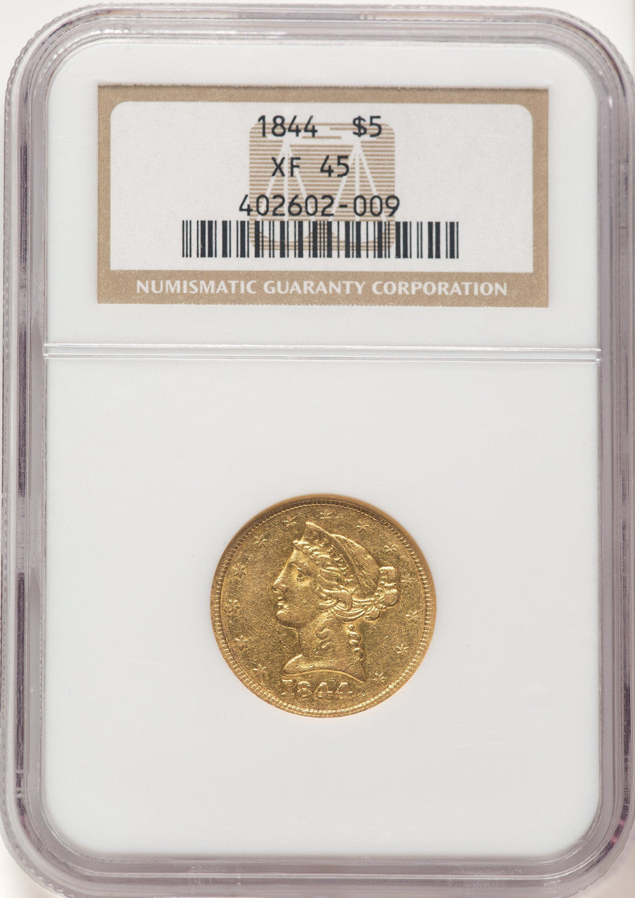 1844 $5 Liberty Half Eagle NGC XF45