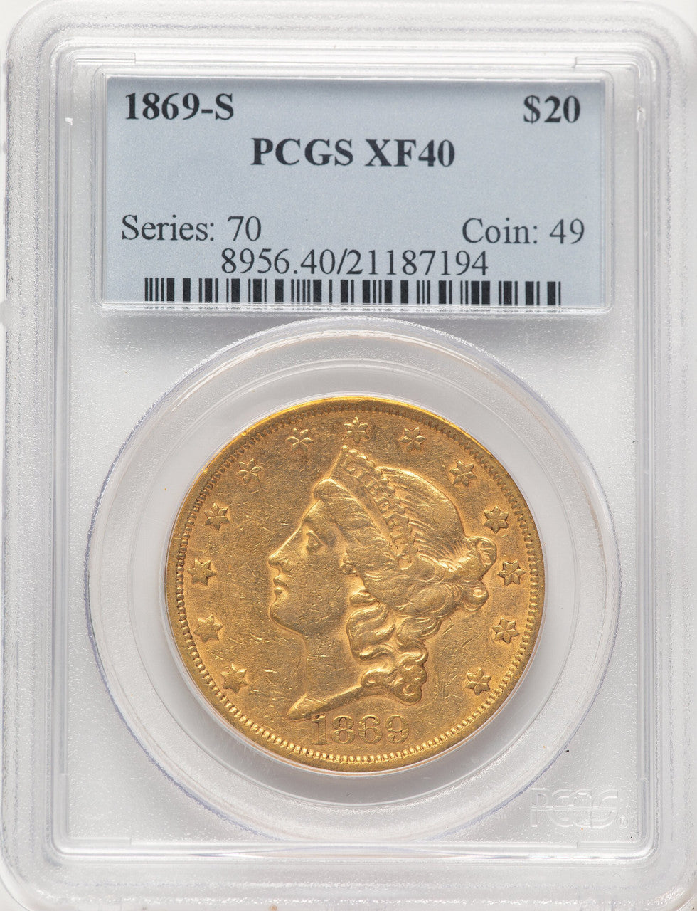 1869-S $20 Liberty Double Eagle PCGS XF40 (783084024)