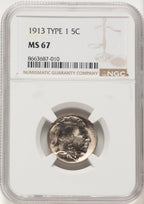 1913 T-1 5C Buffalo Nickel NGC MS67
