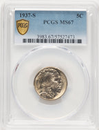 1937-S 5C Buffalo Nickel PCGS MS67 (783131005)