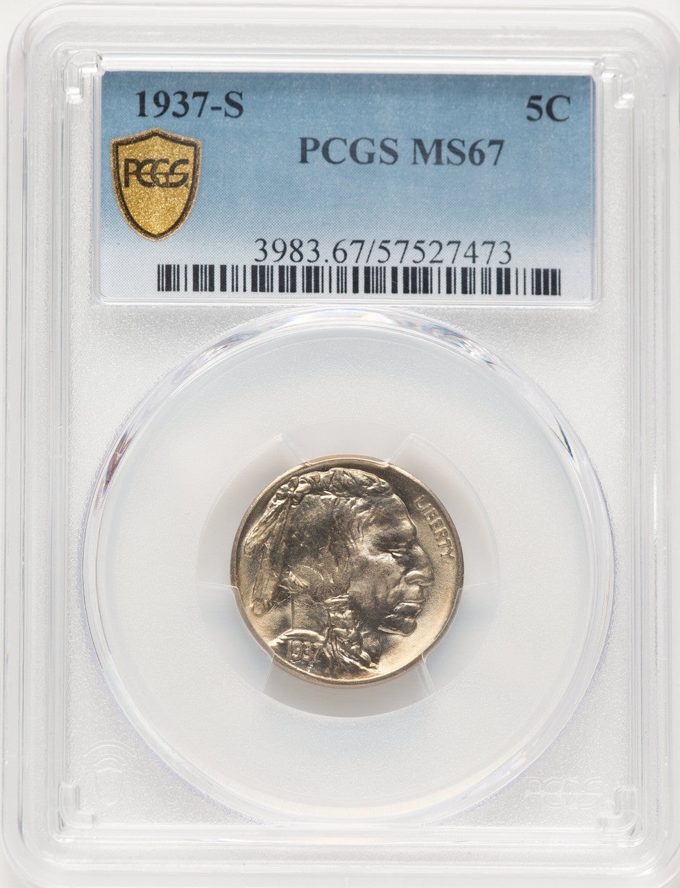 1937-S 5C Buffalo Nickel PCGS MS67 (783131005)