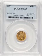 1889 G$1 Gold Dollar PCGS MS65