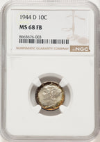 1944-D 10C FB Mercury Dime NGC MS68