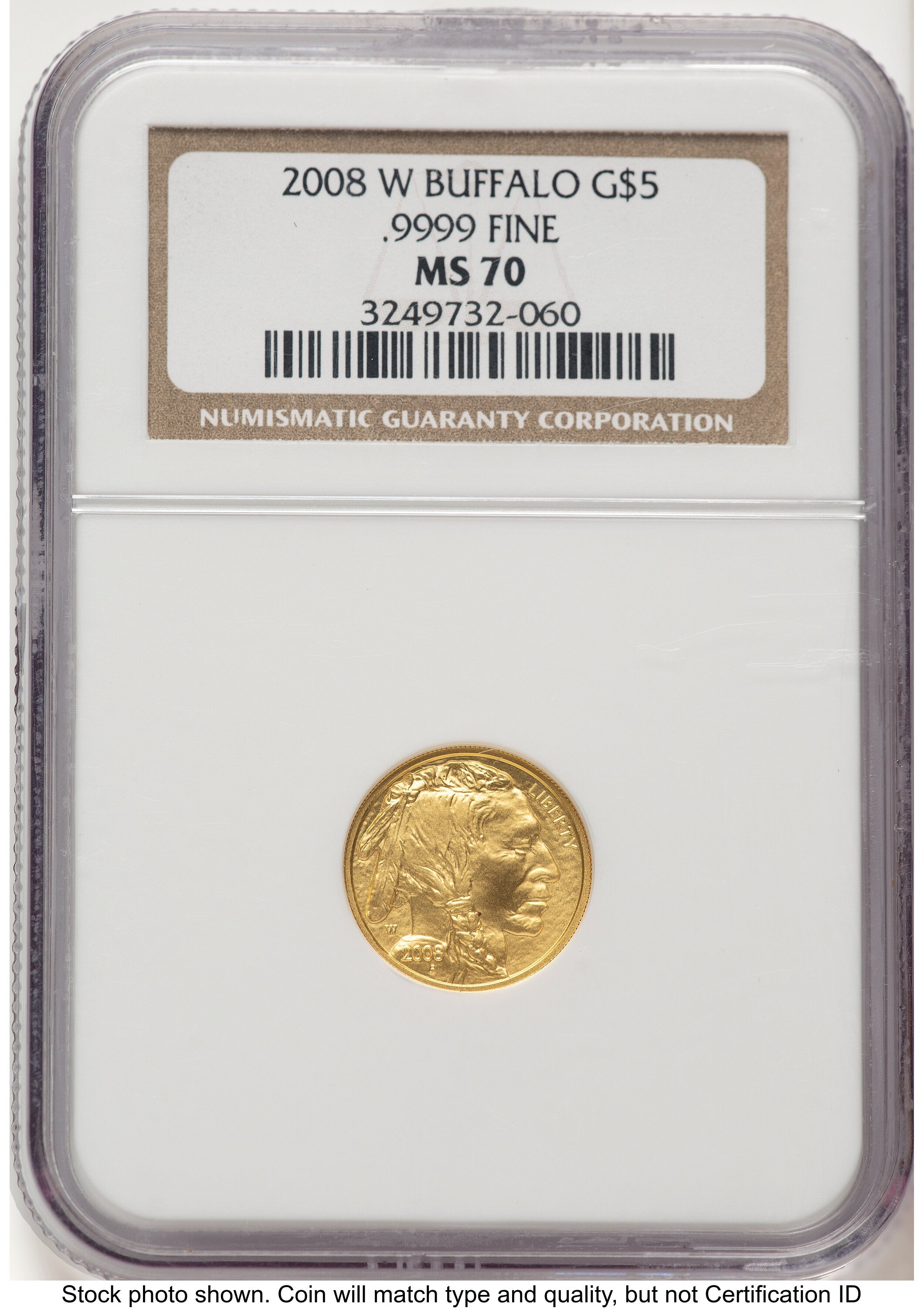 2008-W Burnished Gold Buffalo 1/10 oz Brown Label NGC MS70