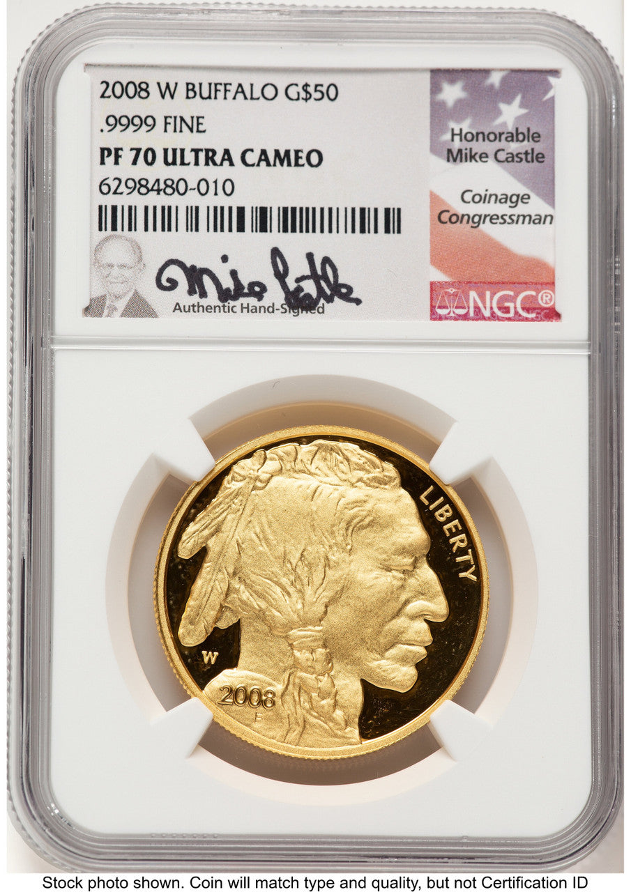 2008-W Proof Gold Buffalo 1 oz Mike Castle NGC PF70