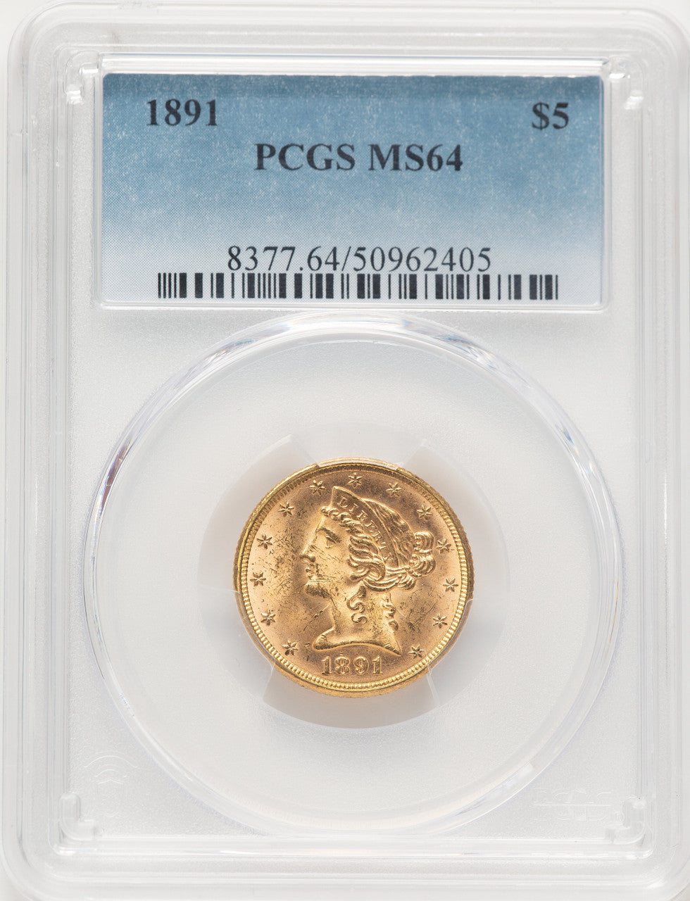 1891 $5 Liberty Half Eagle PCGS MS64 (783243012)