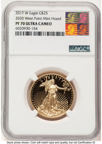 2017-W Proof Gold Eagle 1/2 oz 2020 West Point Mint Hoard Reagan Bust Art NGC PF70 (783250053)