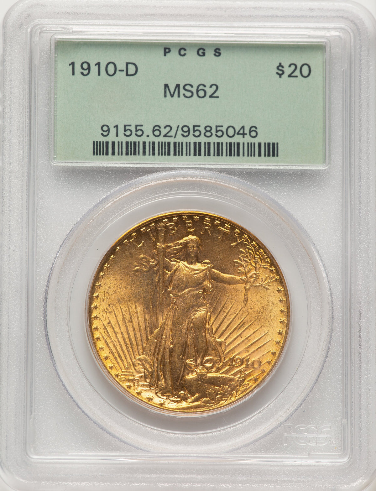1910-D $20 Saint-Gaudens Double Eagle PCGS MS62