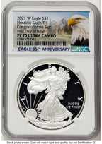 2021-W TY1 Proof Silver Eagle Congratulations Set 1 oz FDI Eagle Mountain Label NGC PF70