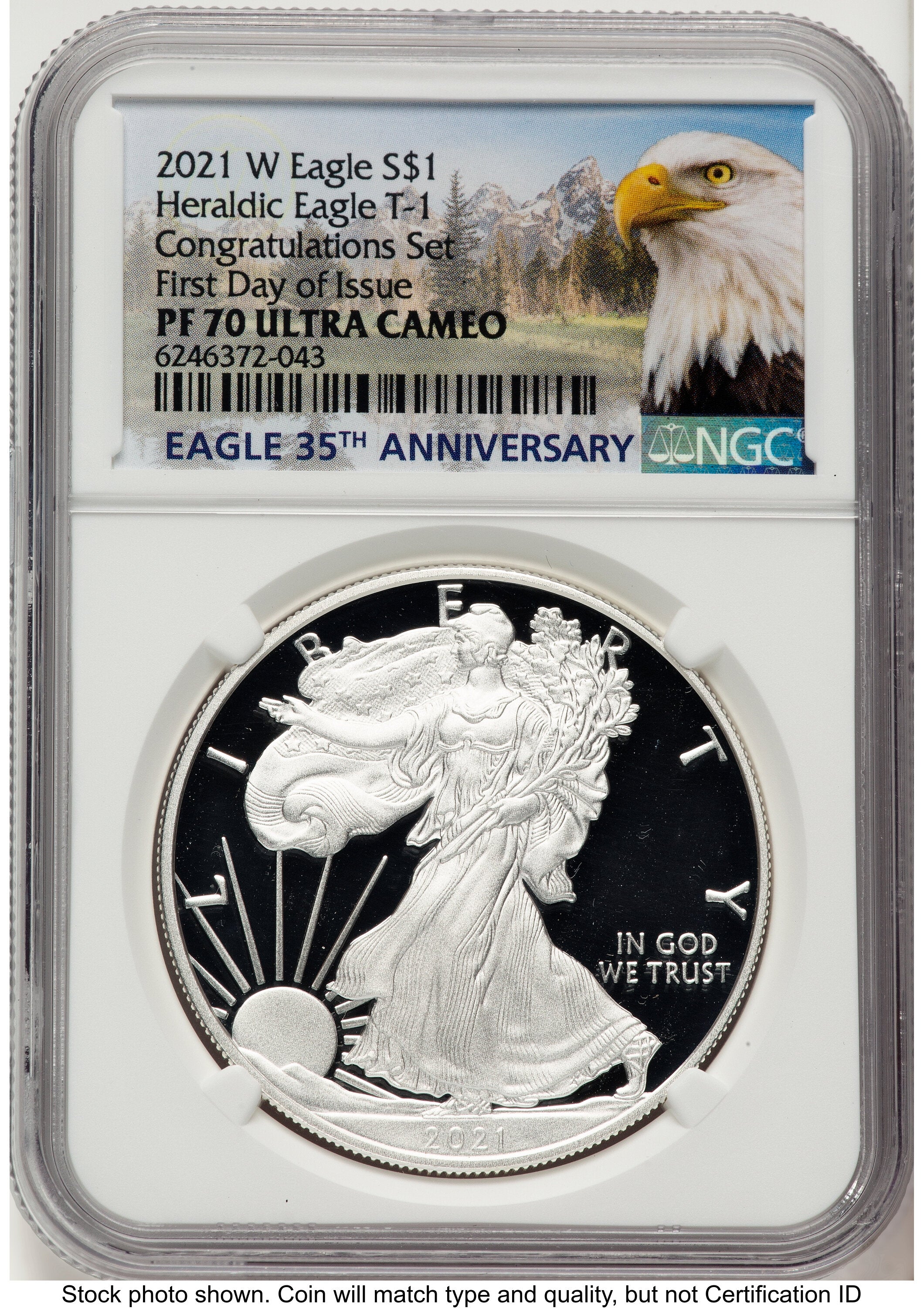 2021-W TY1 Proof Silver Eagle Congratulations Set 1 oz FDI Eagle Mountain Label NGC PF70