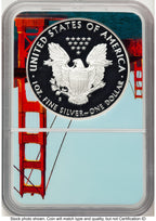 2018-S Proof Silver Eagle 1 oz FDI San Francisco Golden Gate Bridge Core/Label NGC PF70