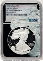 2022-W Proof Silver Eagle 1 oz FDI Black Silver Eagle Core Overlay/Label NGC PF70