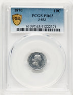 1870 10C J-853 Patterns PCGS MS63