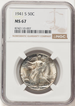 1941-S 50C Walking Liberty Half Dollar NGC MS67 (783437005)