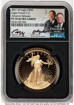 2021-W Type 2 Proof Gold Eagle 1 oz AR /David J Ryder Mint Director's Series NGC PF70 Ed Moy